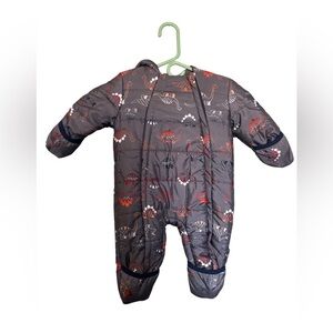 Wippette Gray Snowsuit with Dinosaur Pattern Size 9M